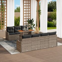 Premium 8-Piece Garden Sofa Set with Storage - Grey