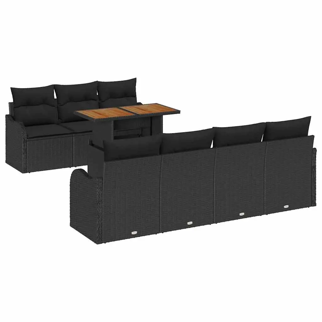 Outdoor Sofa Set Poly Rattan 8 Piece Black Garden Patio Furniture
