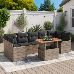 8-Piece Modular Outdoor Garden Sofa Set in Grey