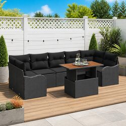 8-Piece Modular Garden Sofa Set with Adjustable Table