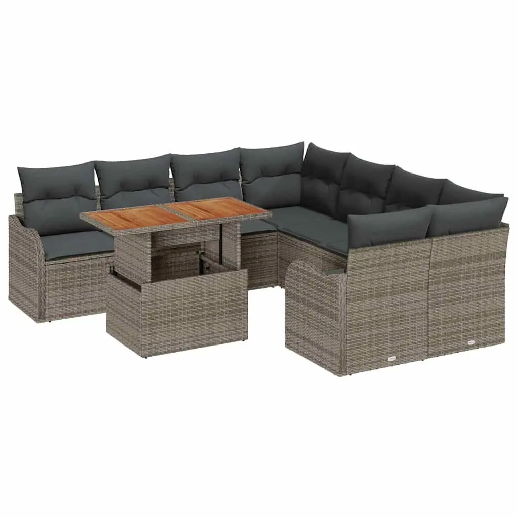 7-Piece Grey Outdoor Garden Sofa Set with Cushions