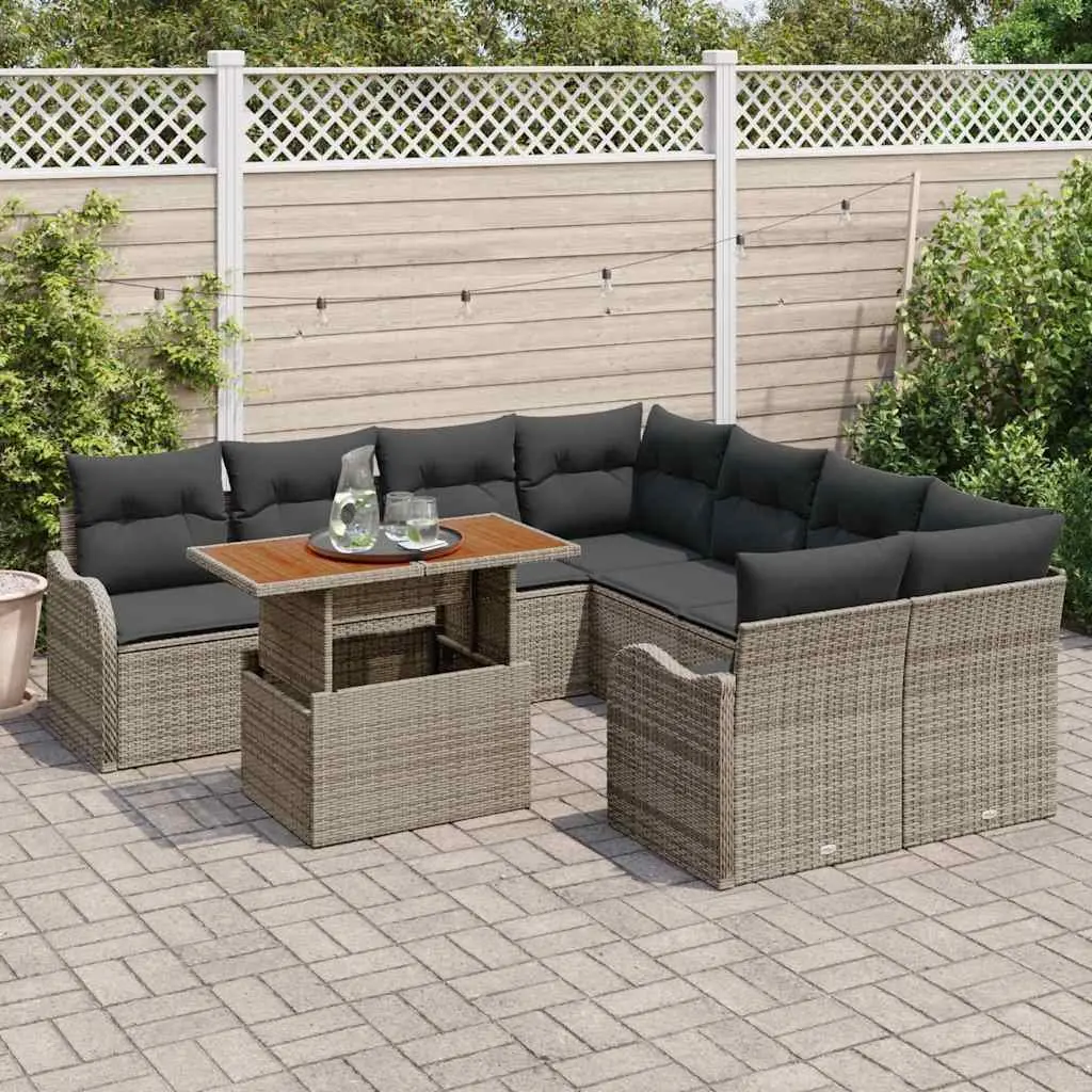 7-Piece Grey Outdoor Garden Sofa Set with Cushions