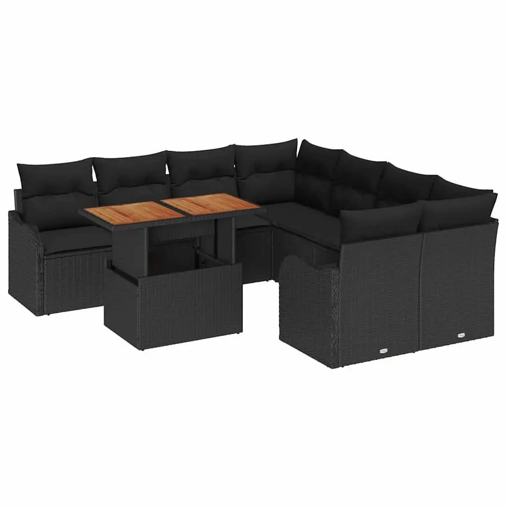 7-Piece Black Outdoor Modular Sofa Set with Cushions