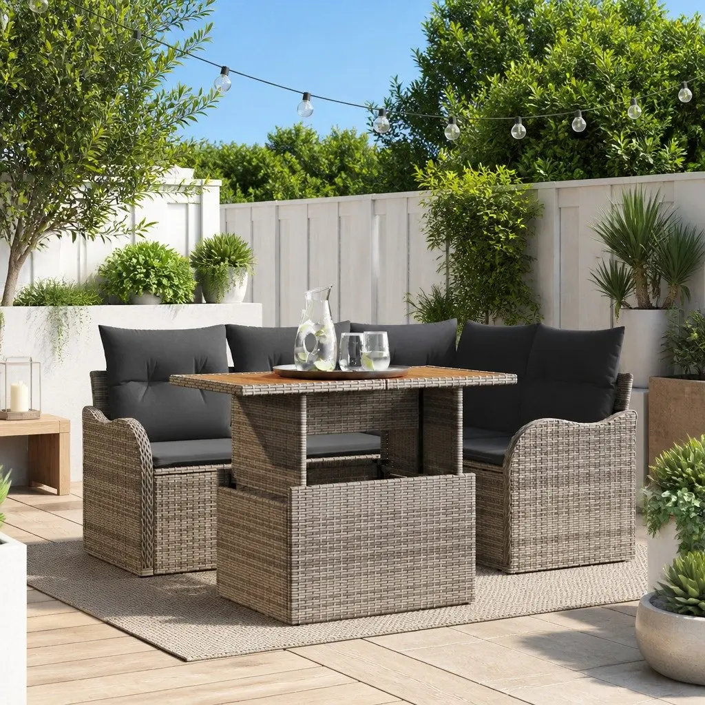 Grey 5 Piece Modular Outdoor Sofa Set with Table