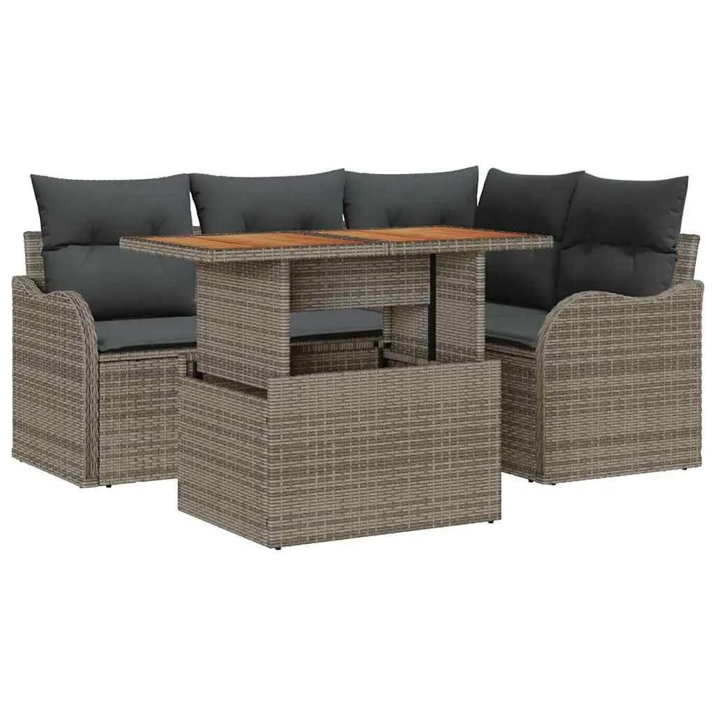 Grey 5 Piece Modular Outdoor Sofa Set with Table
