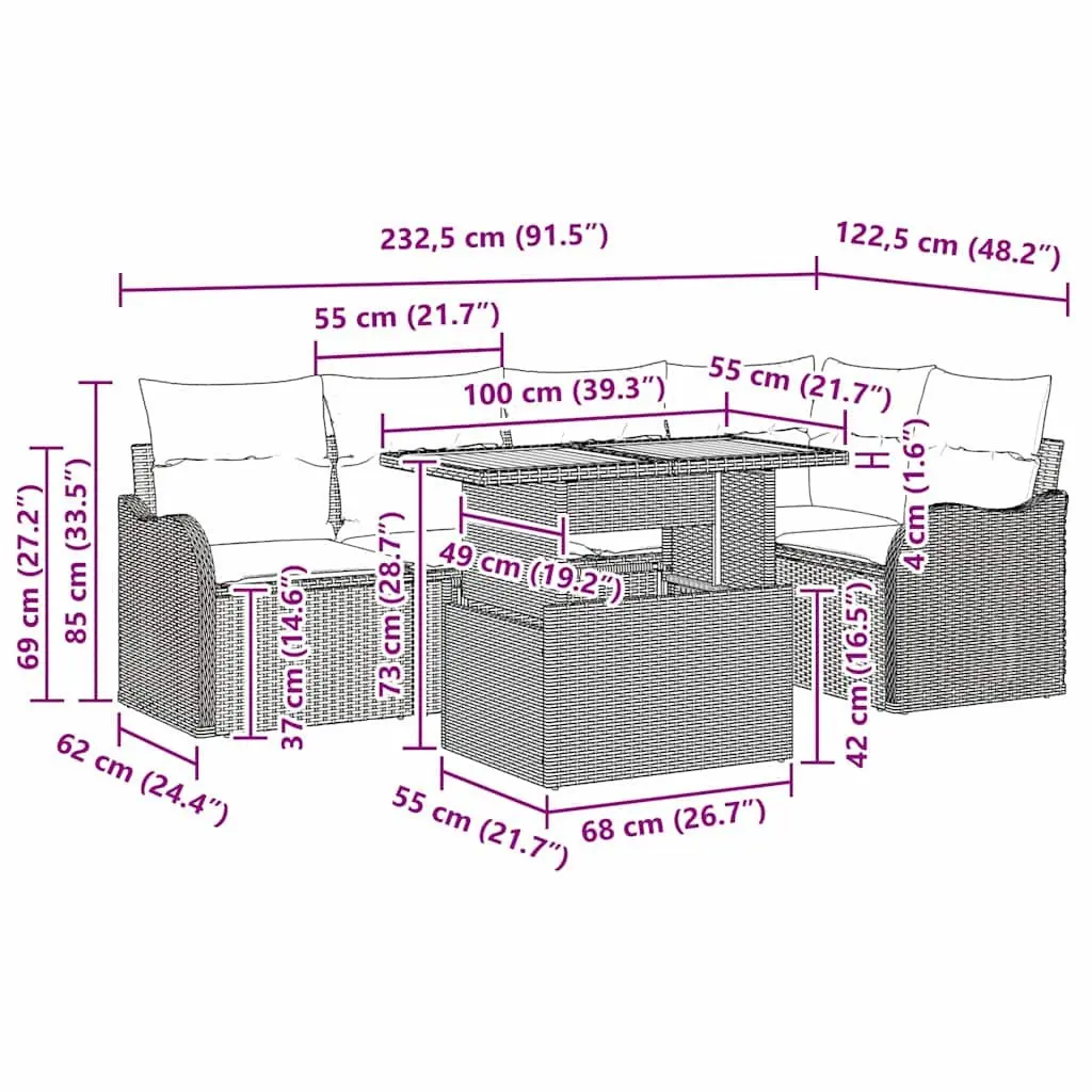 Modular Grey Poly Rattan Sofa Set