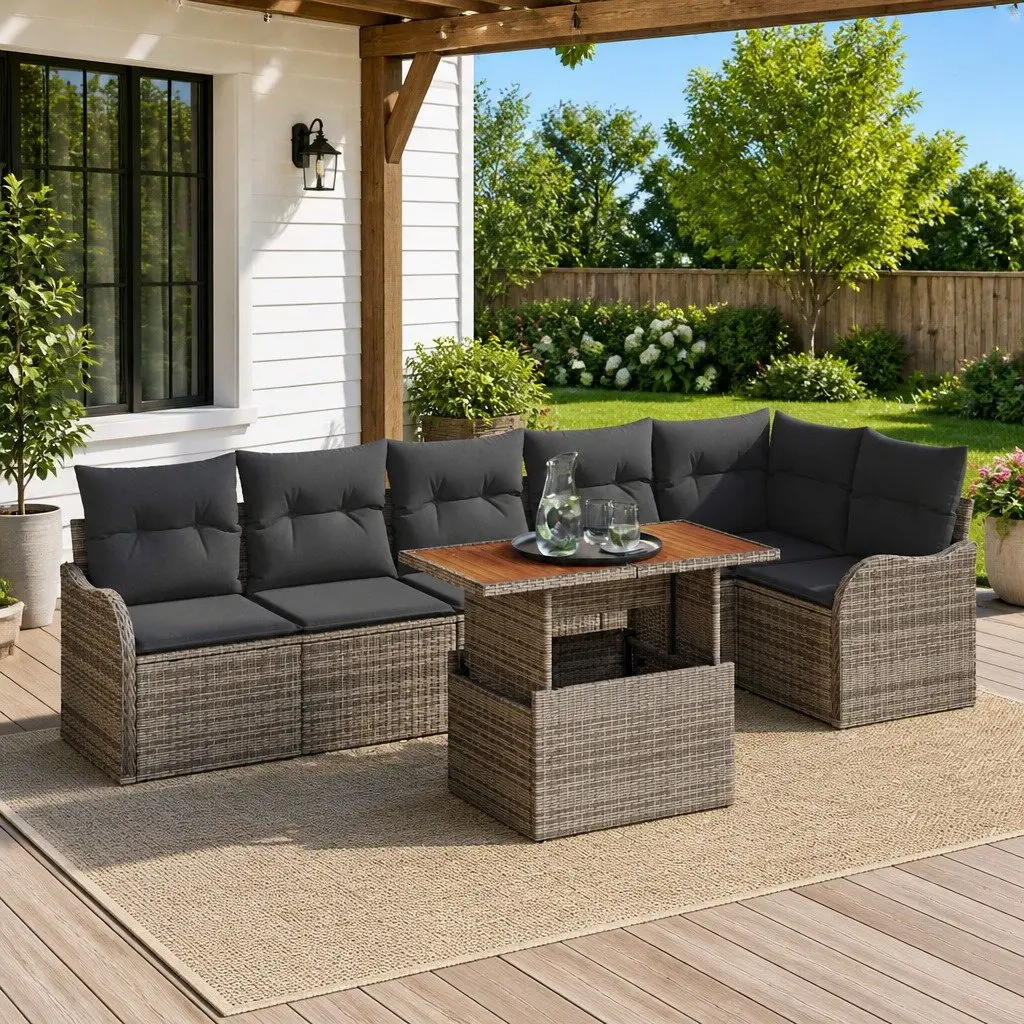 7 Piece Outdoor Garden Sofa Set in Grey