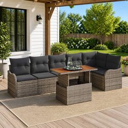 Sturdy 7 Piece Outdoor Garden Sofa Set in Grey