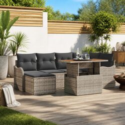 7-Piece Grey Garden Sofa Set with Durable Poly Rattan
