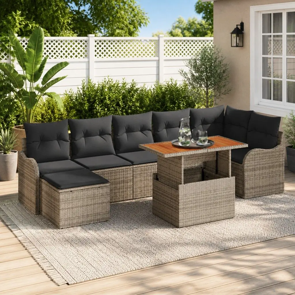 8-Piece Outdoor Garden Sofa Set with Storage in Grey
