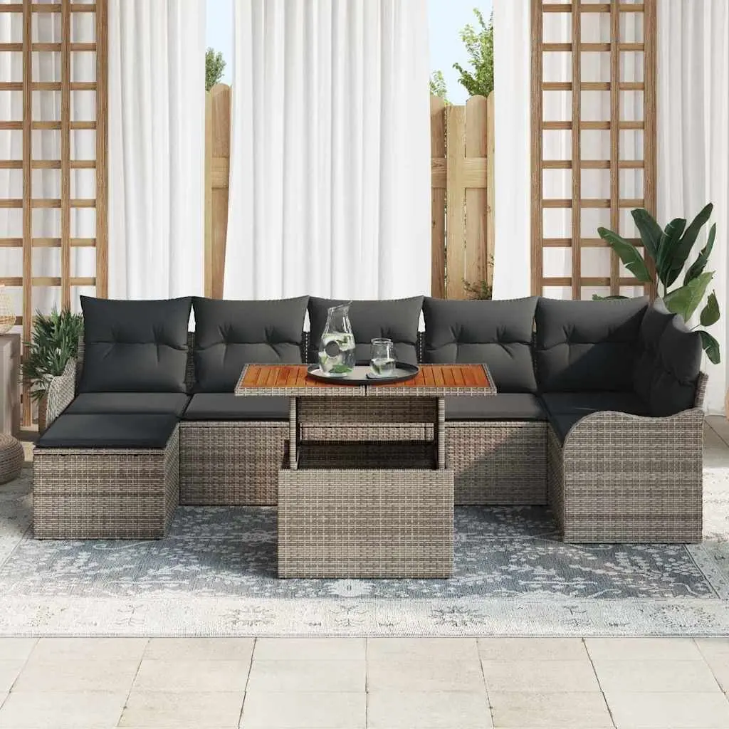 8-Piece Outdoor Garden Sofa Set with Storage in Grey