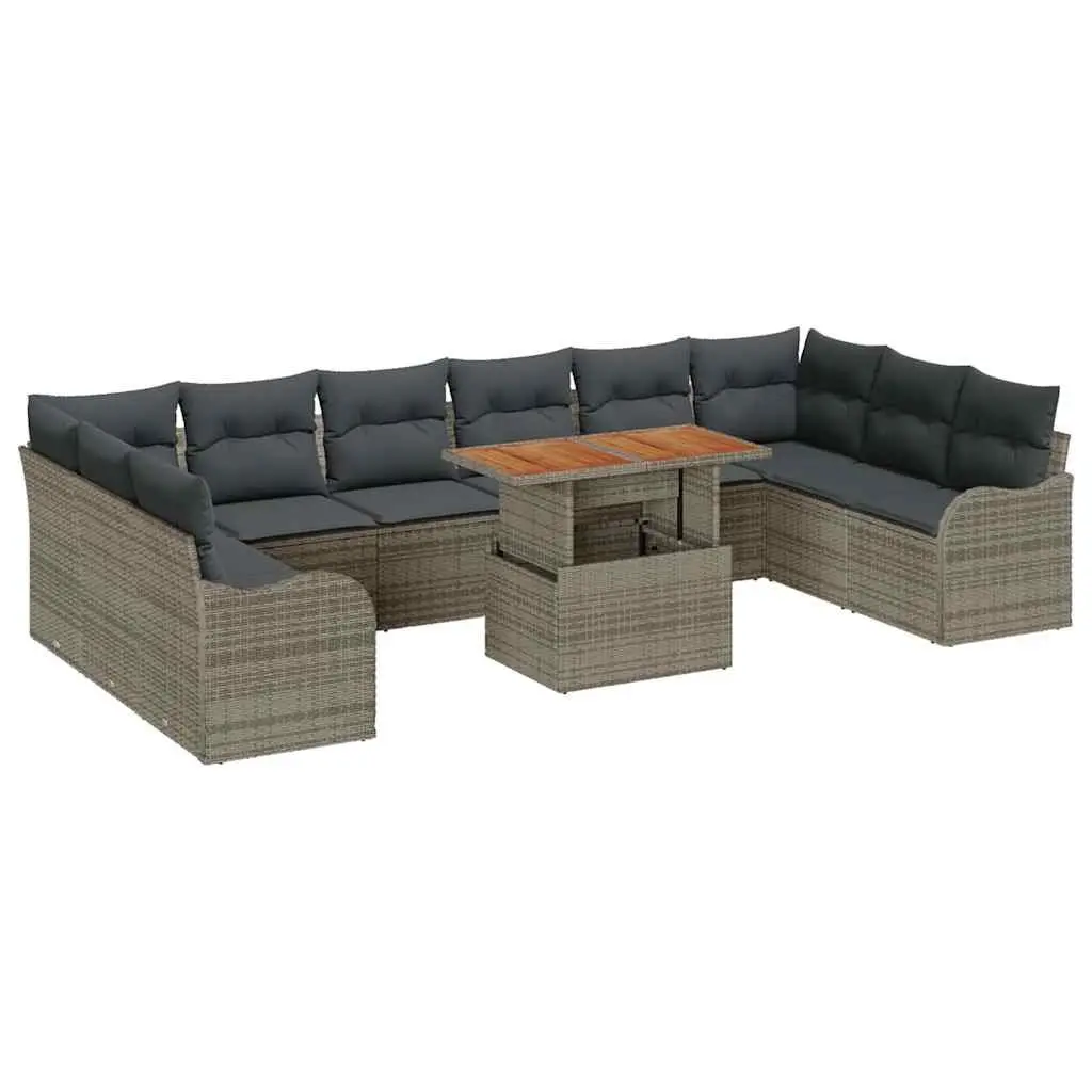 Garden Sofa Set with Storage 11 Pieces Grey