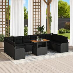 Stylish 11-Piece Garden Sofa Set with Storage Cushions