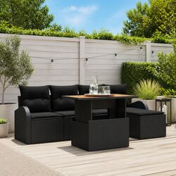 Outdoor Garden Sofa Set 6 pcs Armchairs Centre Seats Footstool with Cushions