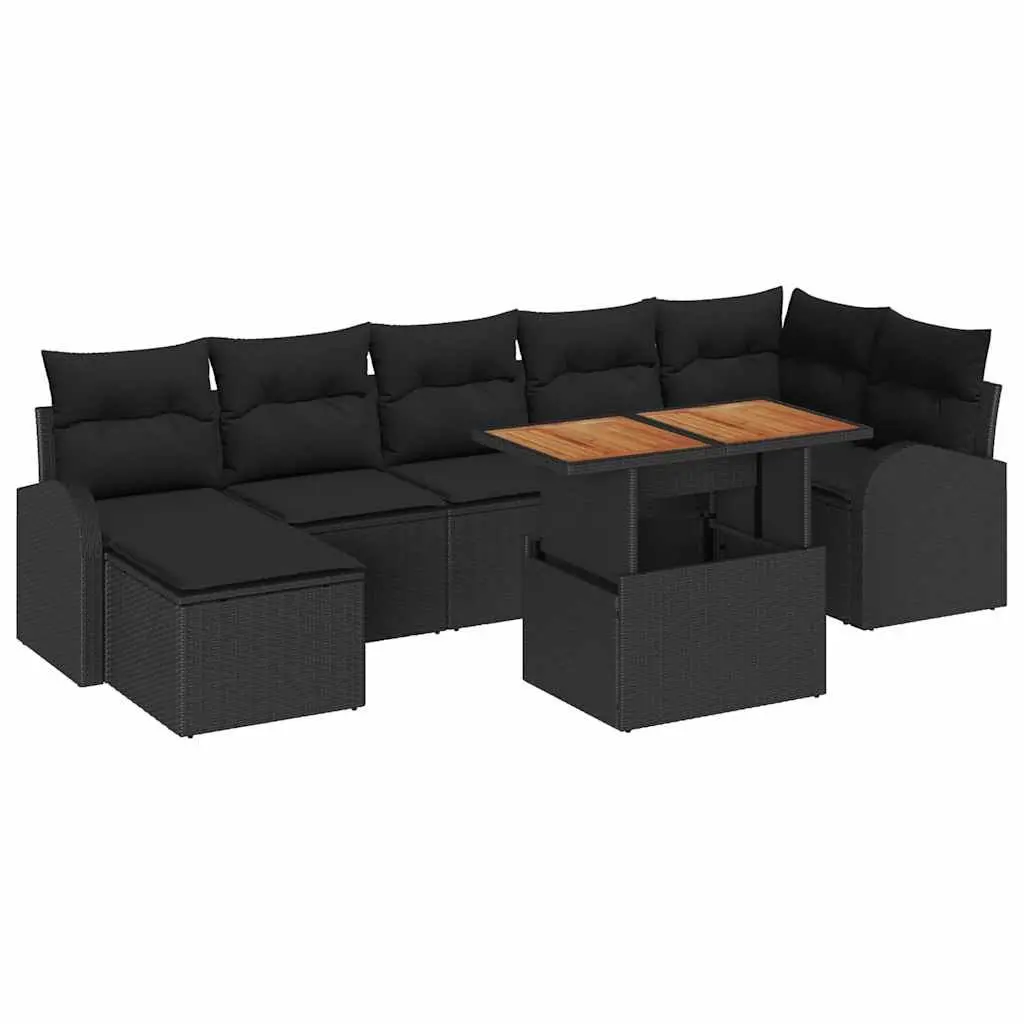 Garden Sofa Set Poly Rattan 8 Pieces Black Outdoor Seating