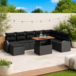 9-Piece Modular Outdoor Sofa Set with Storage and Cushions