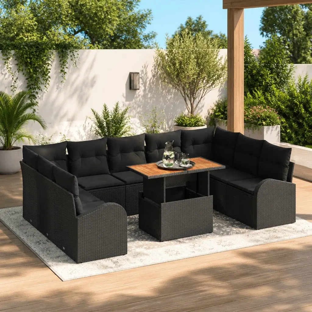 10-Piece Outdoor Garden Sofa Set with Cushions
