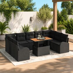 Durable 10-Piece Outdoor Garden Sofa Set with Cushions