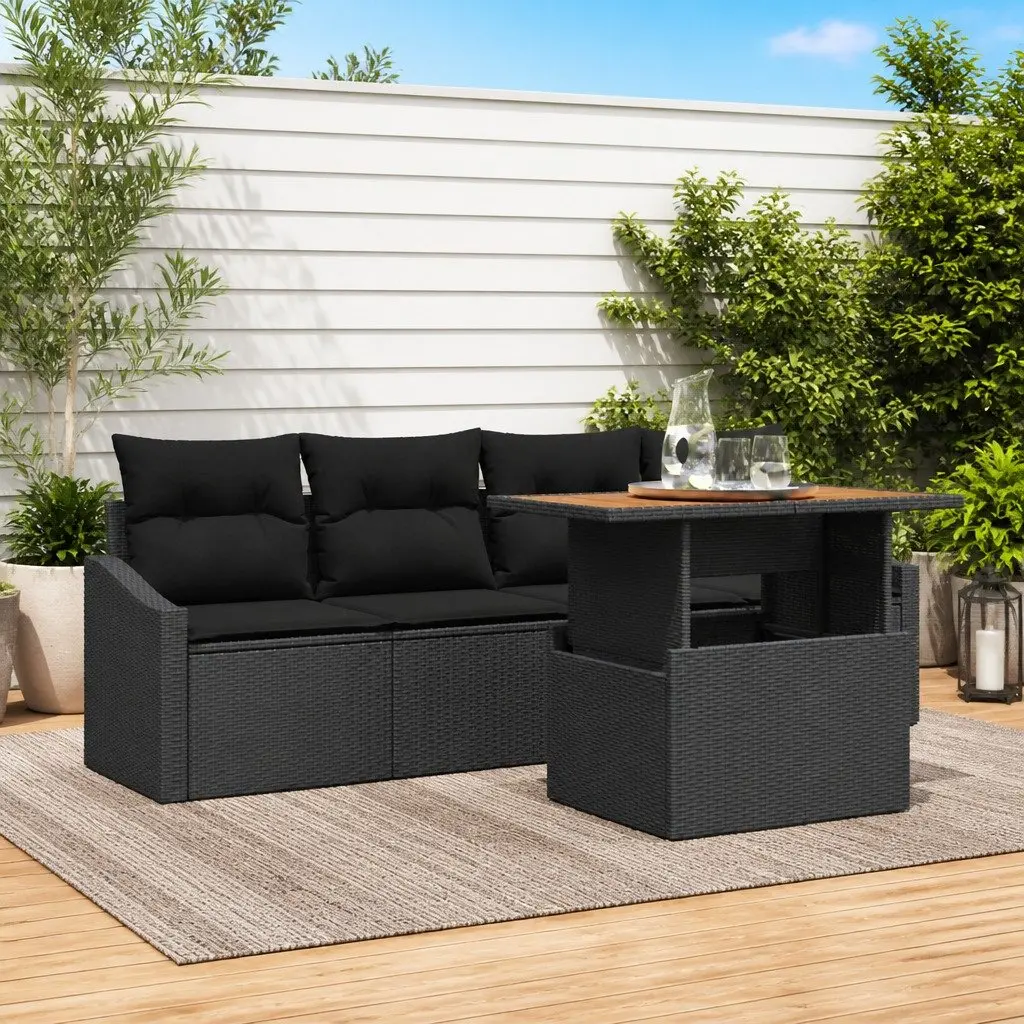 Modular Black Rattan Garden Sofa Set