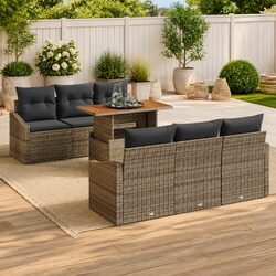 Modular 7-Piece Outdoor Sofa Set in Grey Brown