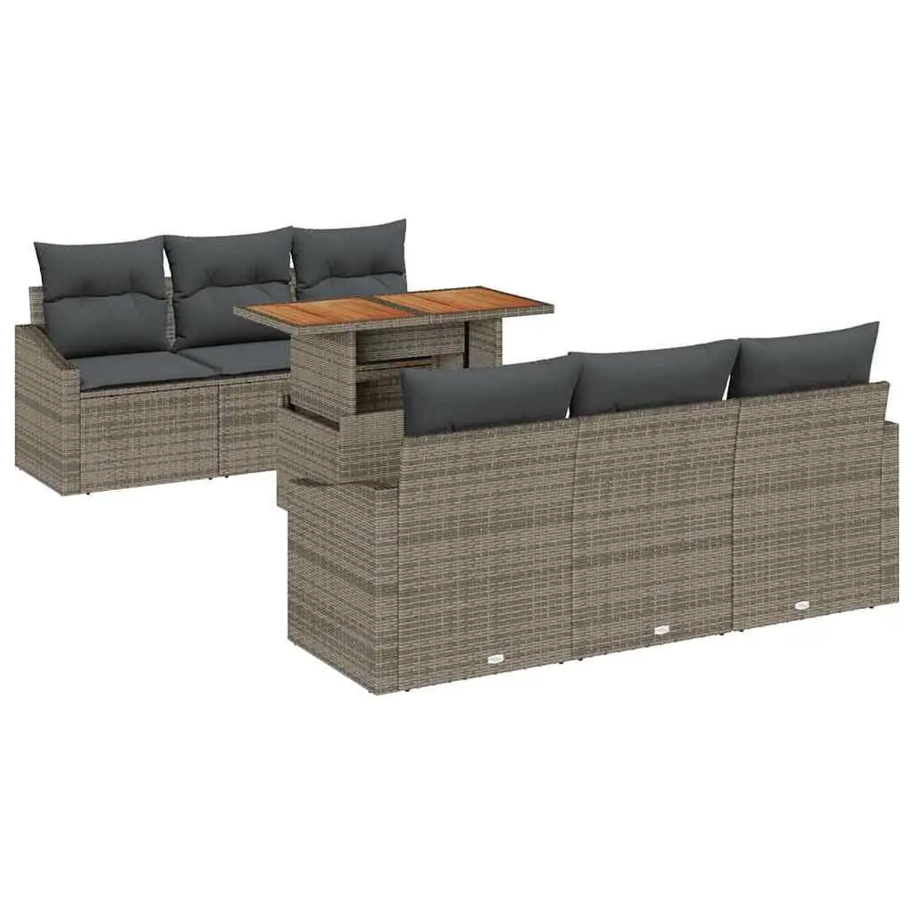 Modular 7-Piece Outdoor Sofa Set in Grey Brown