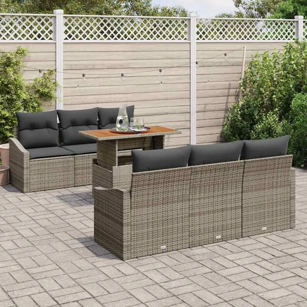 Modular 7-Piece Outdoor Sofa Set in Grey Brown