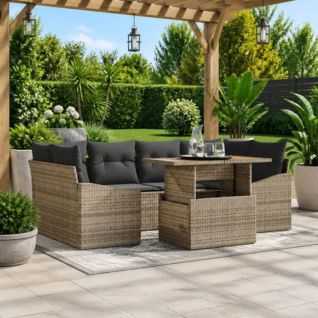 7-Piece Grey Modular Garden Sofa Set with Storage
