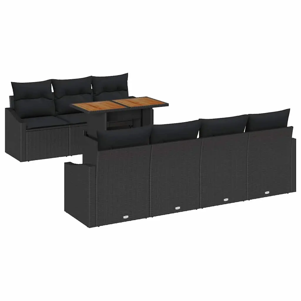 8-Piece Modular Outdoor Garden Sofa Set in Black