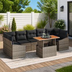 8-Piece Modular Garden Sofa Set in Grey and Brown