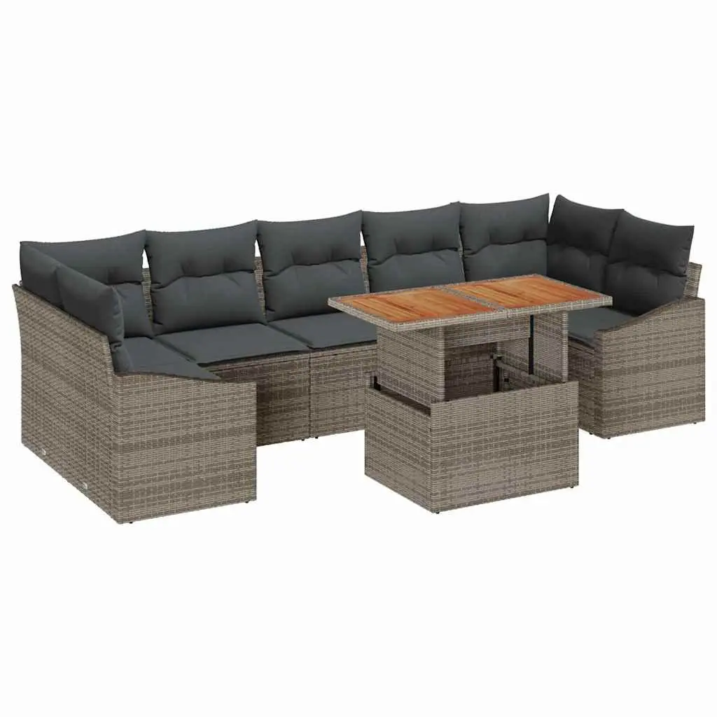 8-Piece Modular Garden Sofa Set in Grey and Brown
