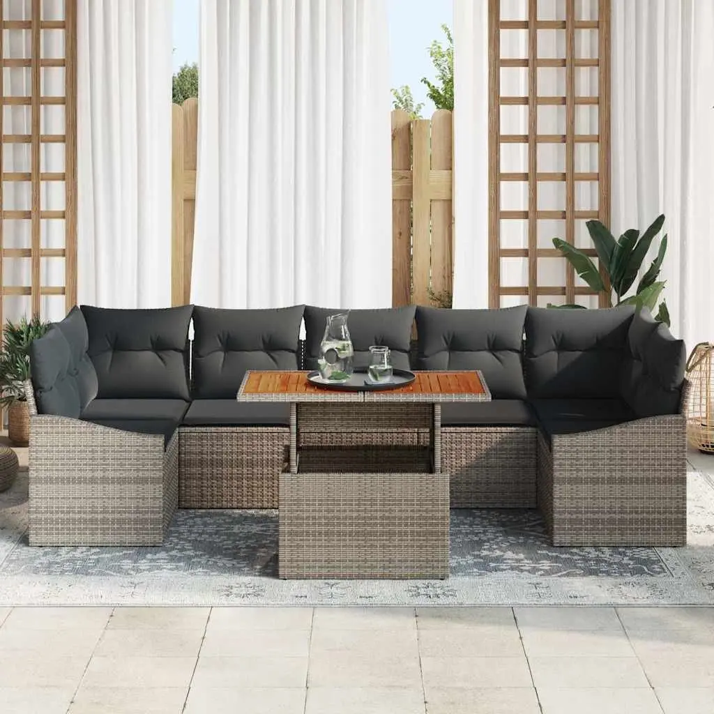 8-Piece Modular Garden Sofa Set in Grey and Brown