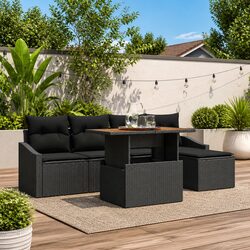 6-Piece Modular Rattan Sofa Set for Outdoor Spaces