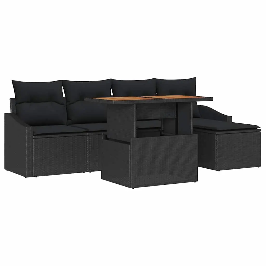 6-Piece Modular Rattan Sofa Set for Outdoor Spaces