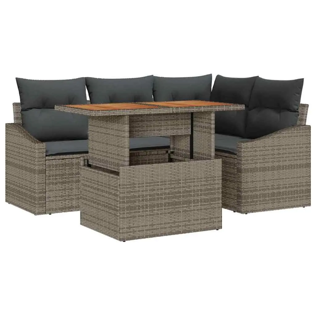 5-Piece Modular Garden Sofa Set in Grey