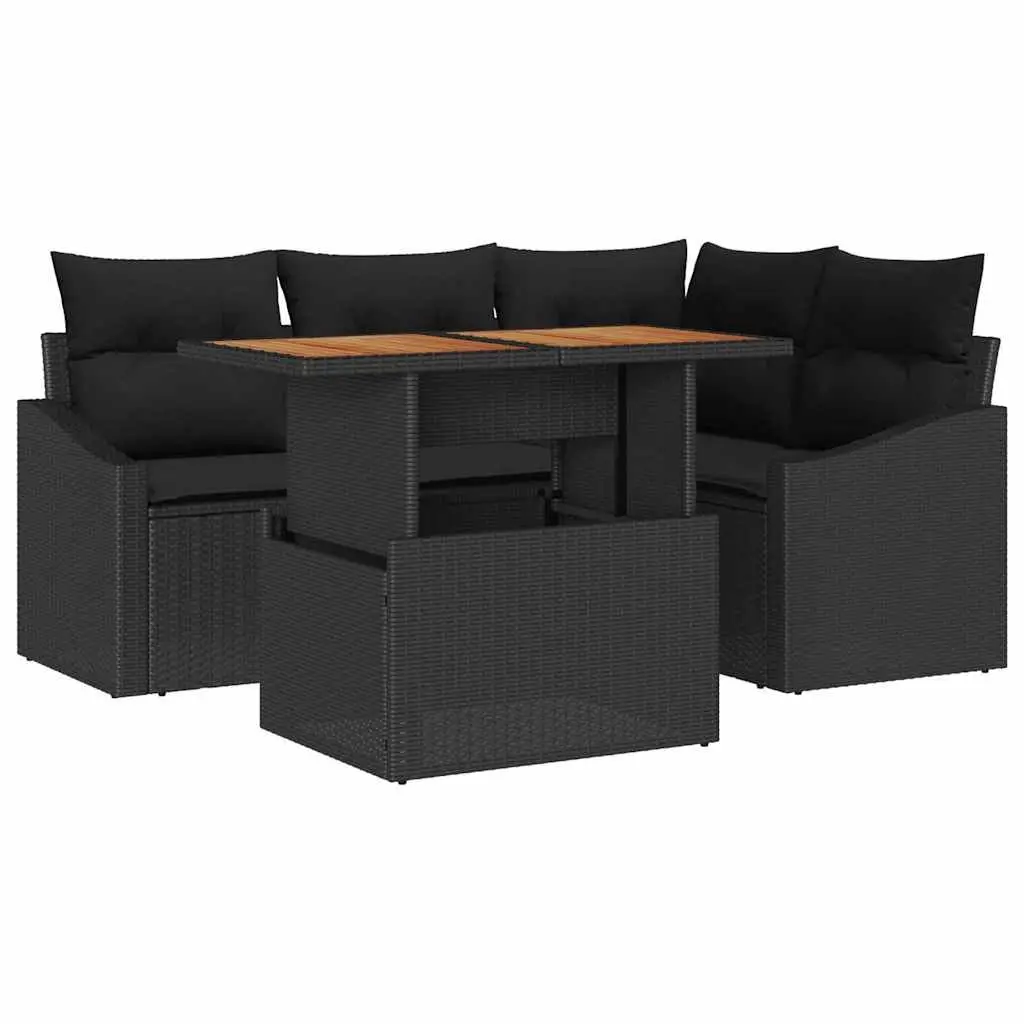 5-Piece Modular Rattan Sofa Set for Outdoor Spaces