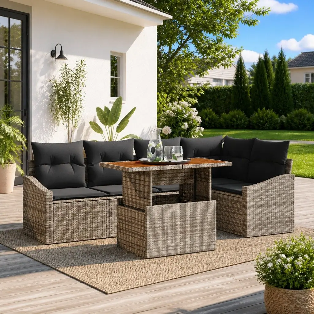 6-Piece Grey Modular Outdoor Sofa Set