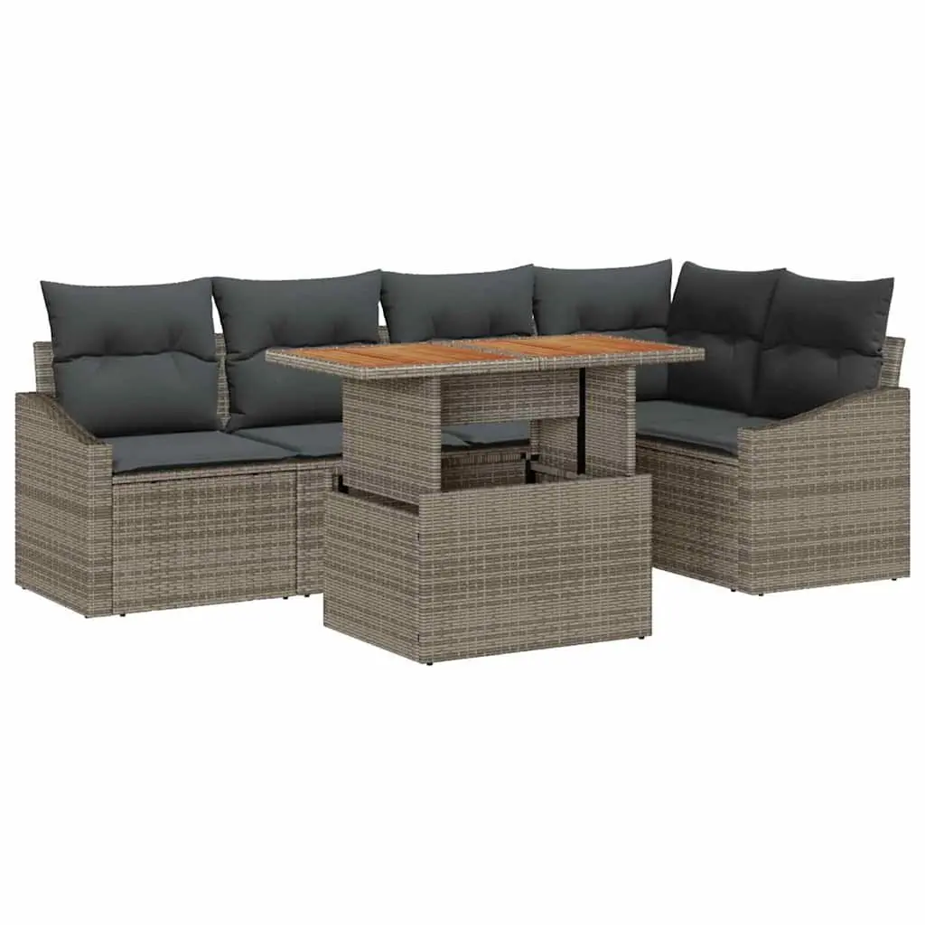 6-Piece Grey Modular Outdoor Sofa Set