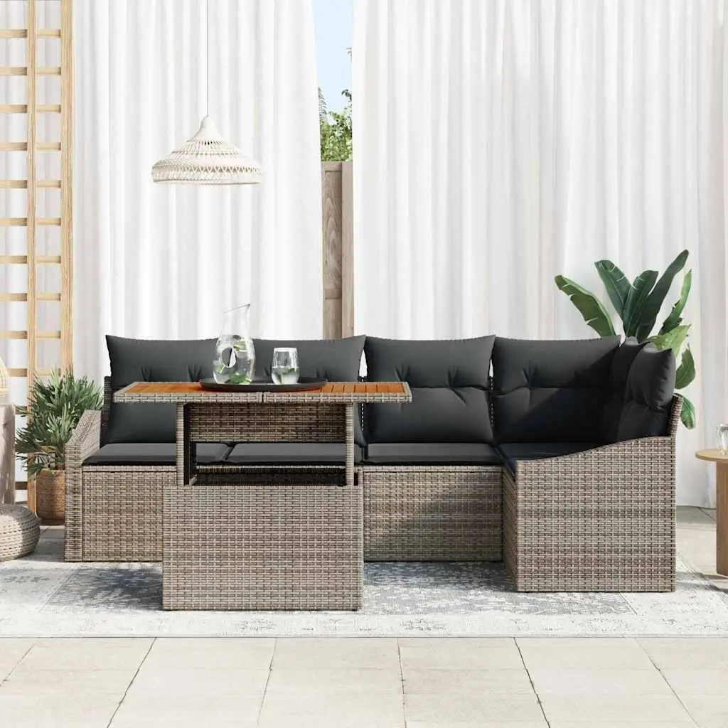 6-Piece Grey Modular Outdoor Sofa Set