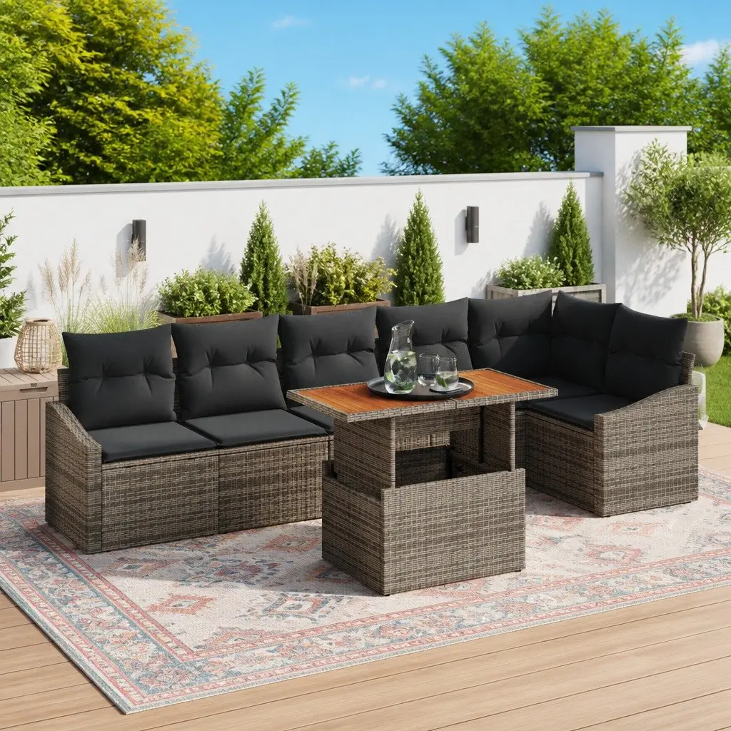 7-Piece Outdoor Garden Sofa Set in Grey