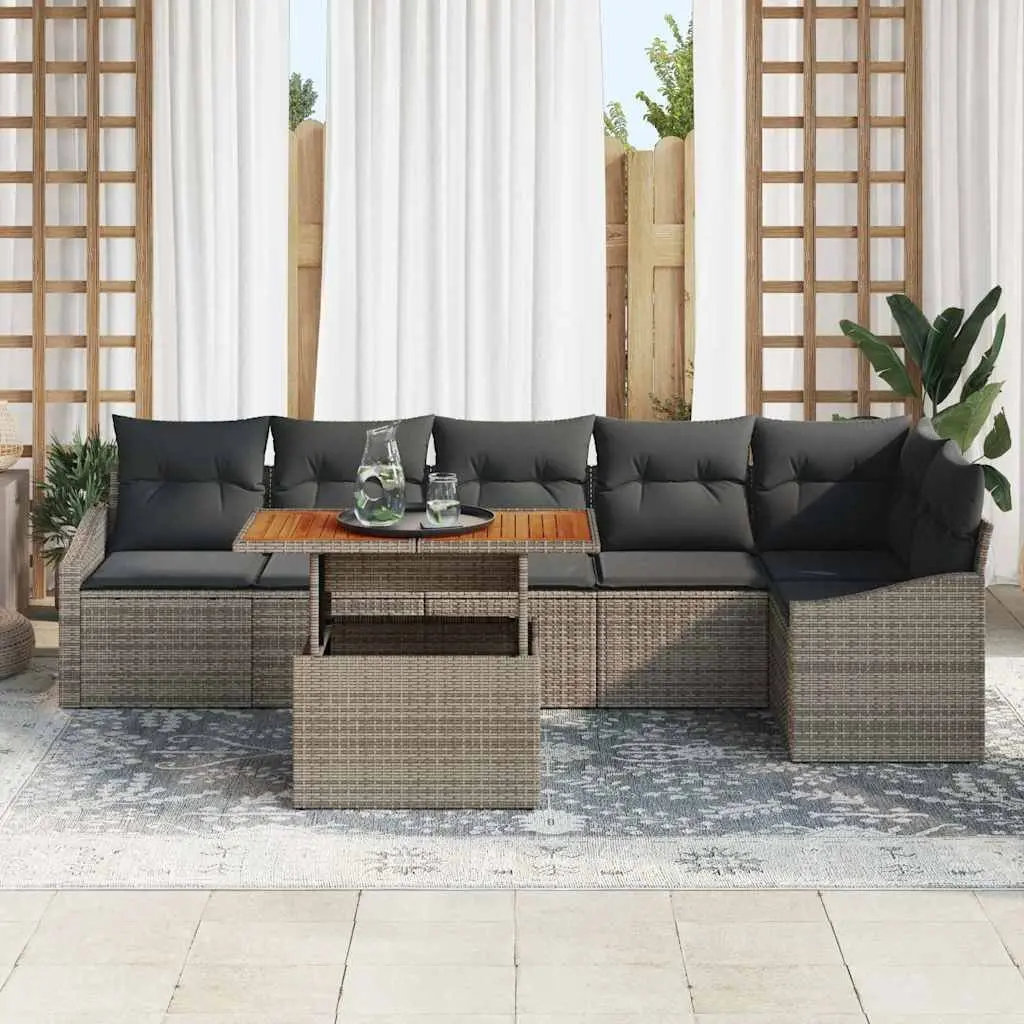 7-Piece Outdoor Garden Sofa Set in Grey