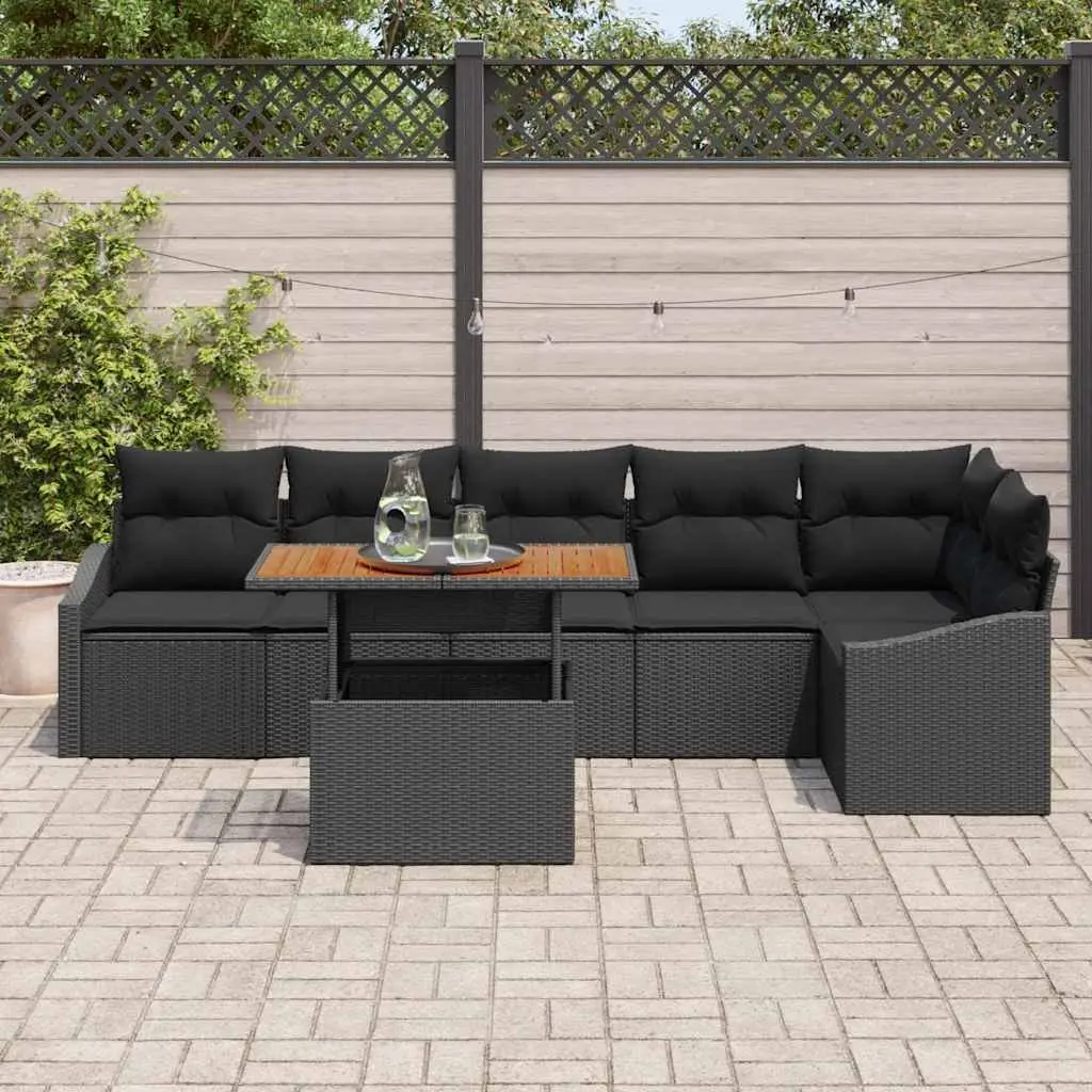 Black Modular 7-Piece Outdoor Garden Sofa Set with Storage