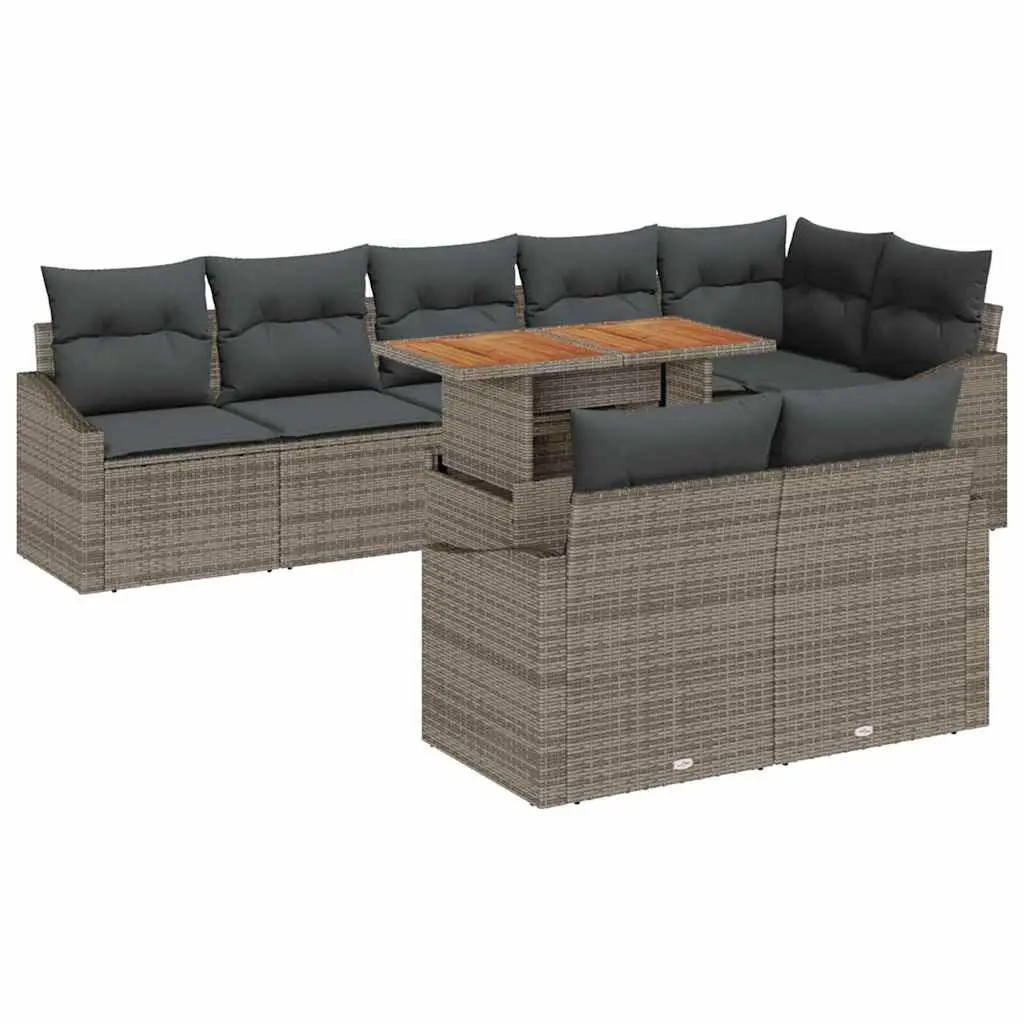 Grey Poly Rattan 9-Piece Modular Outdoor Garden Sofa Set