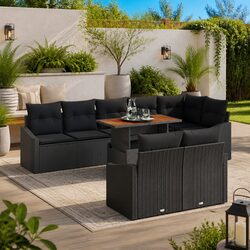 Stylish 9-Piece Modular Poly Rattan Garden Sofa Set