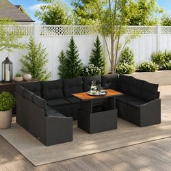 Premium 10-Piece Outdoor Sofa Set in Black and Brown
