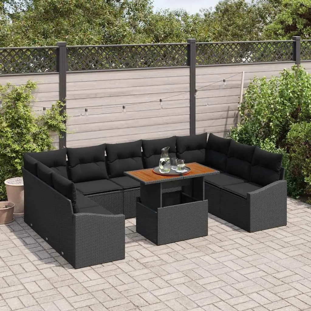 10-Piece Outdoor Sofa Set in Black and Brown