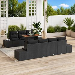 Premium 8-Piece Outdoor Sofa Set with Acacia Wood and Steel