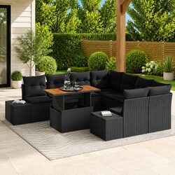 Premium 9-Piece Outdoor Garden Sofa Set in Black