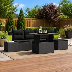 Black Modular Outdoor Garden Sofa Set – 6 Pieces