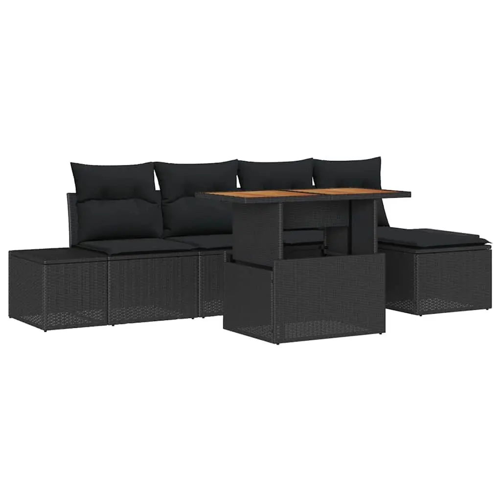 Outdoor Garden Sofa Set 6 Pieces Modular Seating Patio Black Furniture