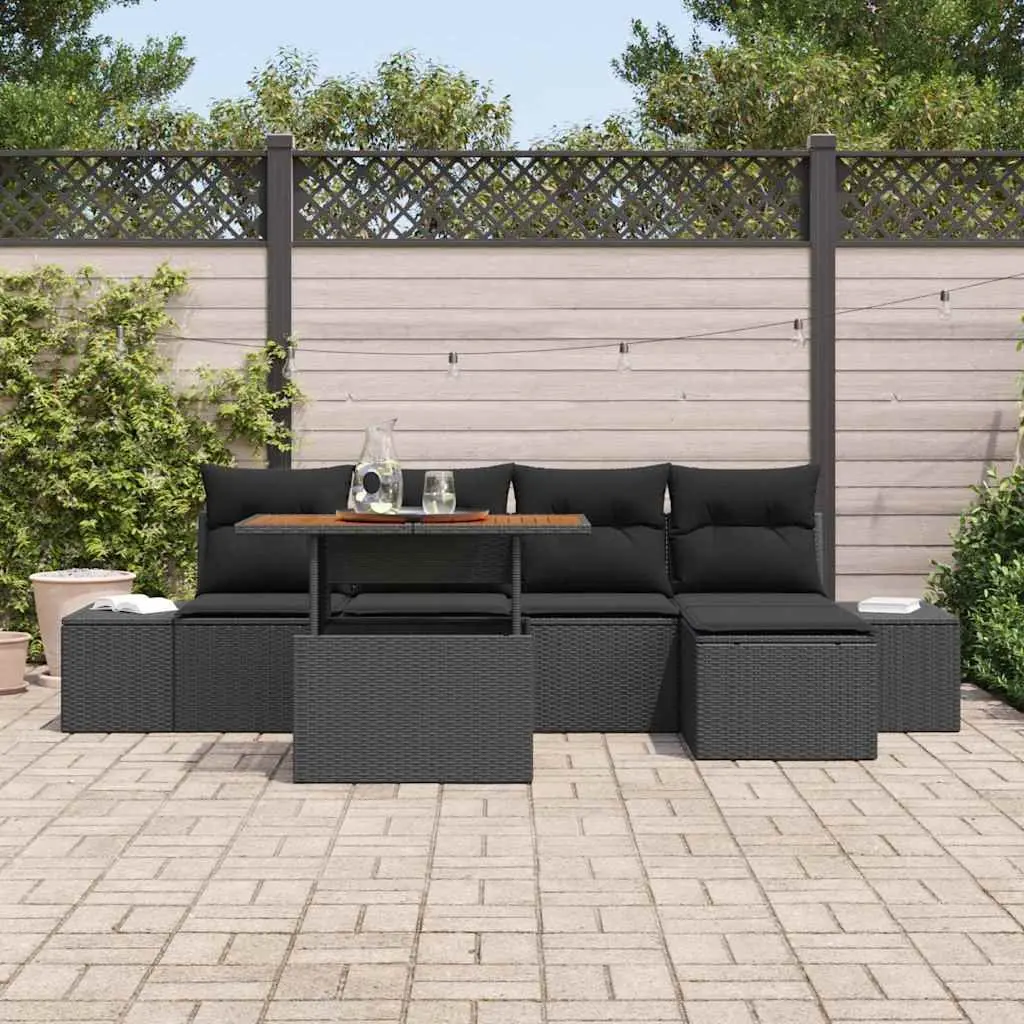 Outdoor Garden Sofa Set 6 Pieces Modular Seating Patio Black Furniture